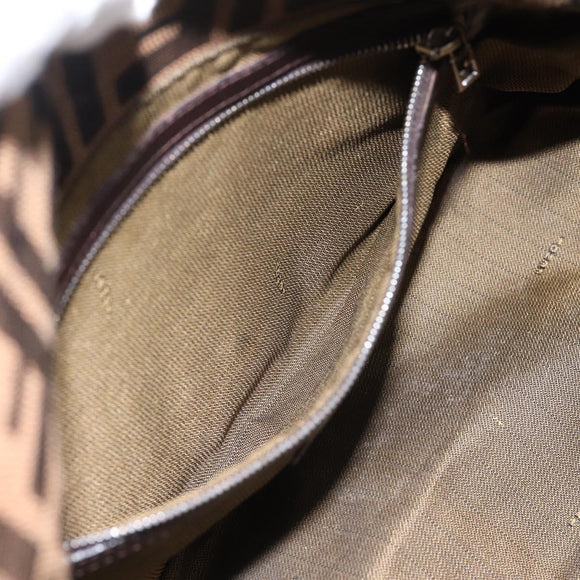 FENDI Zucca Canvas Mamma Baguette Shoulder Bag Brown Silver Auth BA15280V