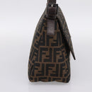 FENDI Zucca Canvas Mamma Baguette Shoulder Bag Brown Silver Auth BA15280V-3