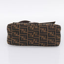 FENDI Zucca Canvas Mamma Baguette Shoulder Bag Brown Silver Auth BA15280V-5