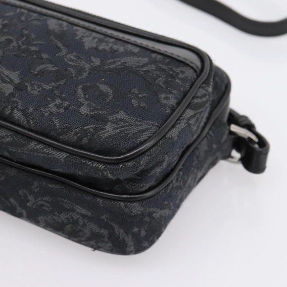 VERSACE Jacquard Shoulder Bag Canvas Black Silver Auth BA15281V