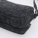 VERSACE Jacquard Shoulder Bag Canvas Black Silver Auth BA15281V-15