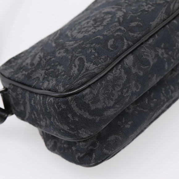 VERSACE Jacquard Shoulder Bag Canvas Black Silver Auth BA15281V