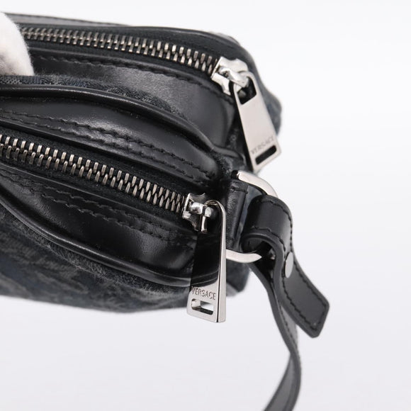 VERSACE Jacquard Shoulder Bag Canvas Black Silver Auth BA15281V