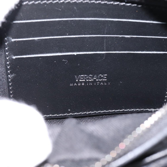 VERSACE Jacquard Shoulder Bag Canvas Black Silver Auth BA15281V