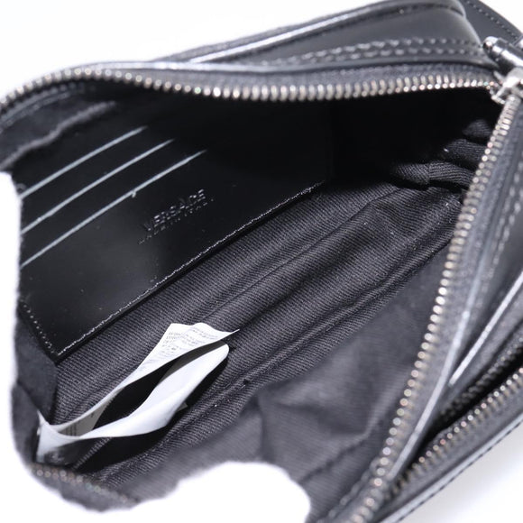 VERSACE Jacquard Shoulder Bag Canvas Black Silver Auth BA15281V