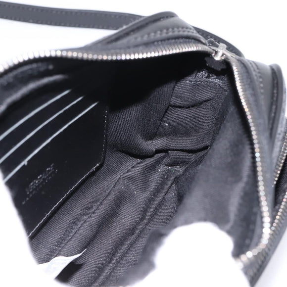VERSACE Jacquard Shoulder Bag Canvas Black Silver Auth BA15281V