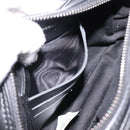 VERSACE Jacquard Shoulder Bag Canvas Black Silver Auth BA15281V-20