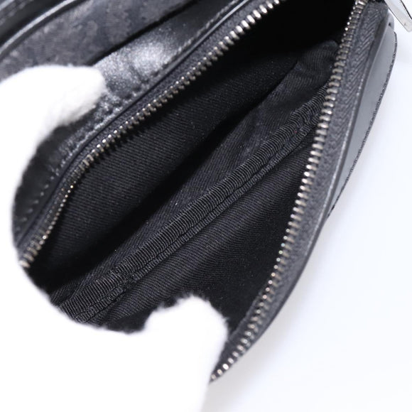 VERSACE Jacquard Shoulder Bag Canvas Black Silver Auth BA15281V
