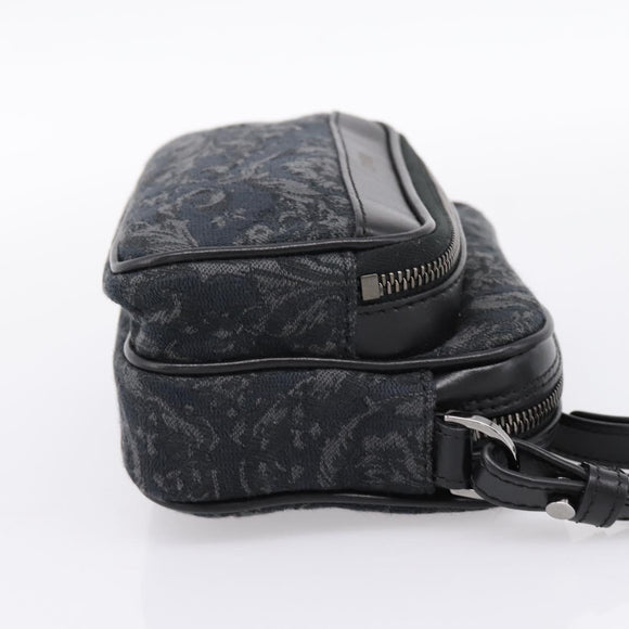 VERSACE Jacquard Shoulder Bag Canvas Black Silver Auth BA15281V