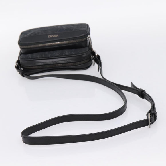 VERSACE Jacquard Shoulder Bag Canvas Black Silver Auth BA15281V