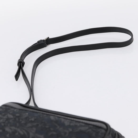 VERSACE Jacquard Shoulder Bag Canvas Black Silver Auth BA15281V