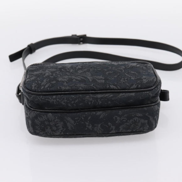 VERSACE Jacquard Shoulder Bag Canvas Black Silver Auth BA15281V