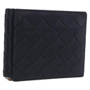 BOTTEGA VENETA INTRECCIATO Card Case Leather Navy Silver Auth BA15282-1