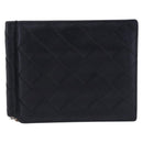 BOTTEGA VENETA INTRECCIATO Card Case Leather Navy Silver Auth BA15282-13