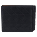 BOTTEGA VENETA INTRECCIATO Card Case Leather Navy Silver Auth BA15282-2