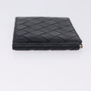 BOTTEGA VENETA INTRECCIATO Card Case Leather Navy Silver Auth BA15282-4
