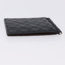 BOTTEGA VENETA INTRECCIATO Card Case Leather Navy Silver Auth BA15282-5