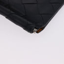 BOTTEGA VENETA INTRECCIATO Card Case Leather Navy Silver Auth BA15282-7