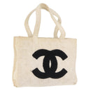 CHANEL COCO Mark Tote Bag Pile White Black CC Auth BA15283-1