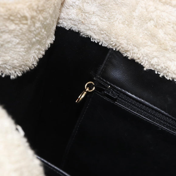 CHANEL COCO Mark Tote Bag Pile White Black CC Auth BA15283