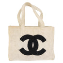 CHANEL COCO Mark Tote Bag Pile White Black CC Auth BA15283-2