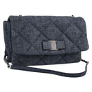 Salvatore Ferragamo Denim Vala Ribbon Chain Shoulder Bag Blue Auth BA15284V-1
