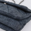 Salvatore Ferragamo Denim Vala Ribbon Chain Shoulder Bag Blue Auth BA15284V-10