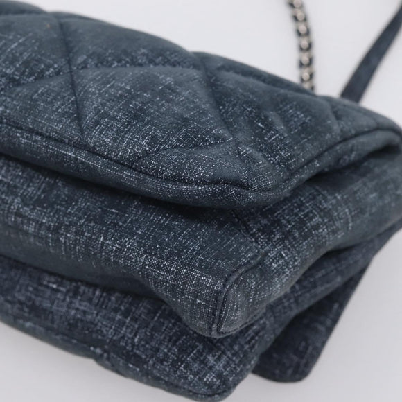 Salvatore Ferragamo Denim Vala Ribbon Chain Shoulder Bag Blue Auth BA15284V