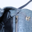 Salvatore Ferragamo Denim Vala Ribbon Chain Shoulder Bag Blue Auth BA15284V-19