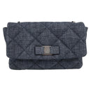 Salvatore Ferragamo Denim Vala Ribbon Chain Shoulder Bag Blue Auth BA15284V-2