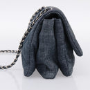 Salvatore Ferragamo Denim Vala Ribbon Chain Shoulder Bag Blue Auth BA15284V-4