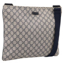 GUCCI GG Supreme Shoulder Bag PVC Leather Navy Silver 201446 Auth BA15286-1
