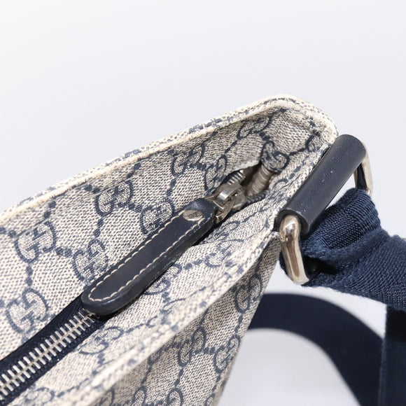 GUCCI GG Supreme Shoulder Bag PVC Leather Navy Silver 201446 Auth BA15286