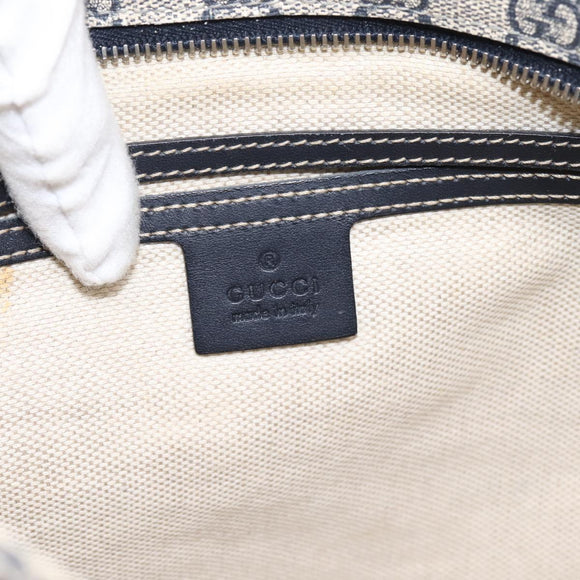 GUCCI GG Supreme Shoulder Bag PVC Leather Navy Silver 201446 Auth BA15286