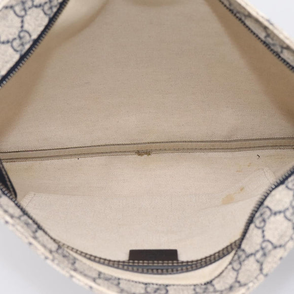 GUCCI GG Supreme Shoulder Bag PVC Leather Navy Silver 201446 Auth BA15286