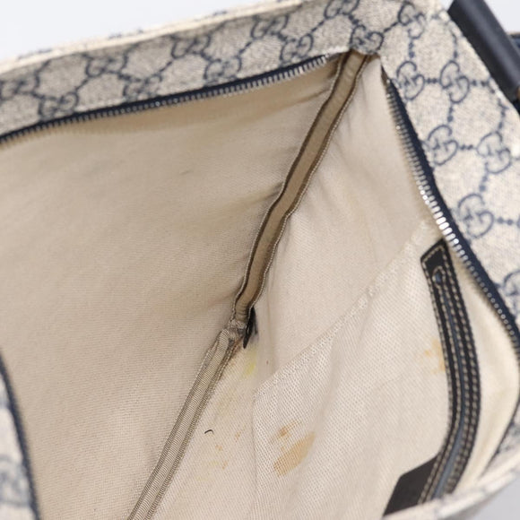 GUCCI GG Supreme Shoulder Bag PVC Leather Navy Silver 201446 Auth BA15286