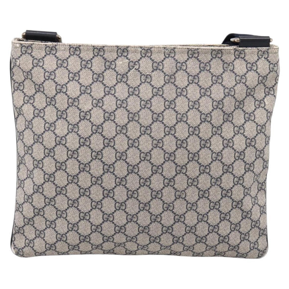 GUCCI GG Supreme Shoulder Bag PVC Leather Navy Silver 201446 Auth BA15286