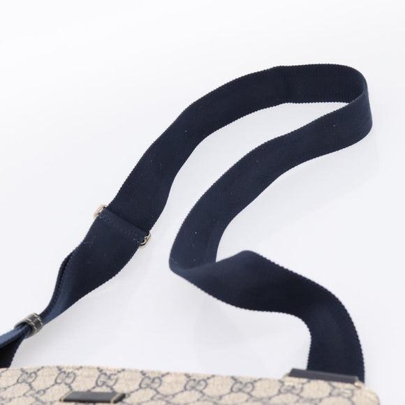GUCCI GG Supreme Shoulder Bag PVC Leather Navy Silver 201446 Auth BA15286