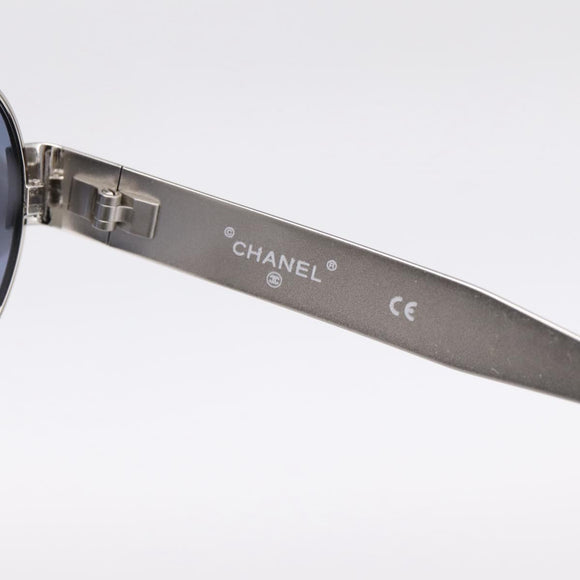 CHANEL Sunglasses Metal Silver Black CC Auth BA15289V