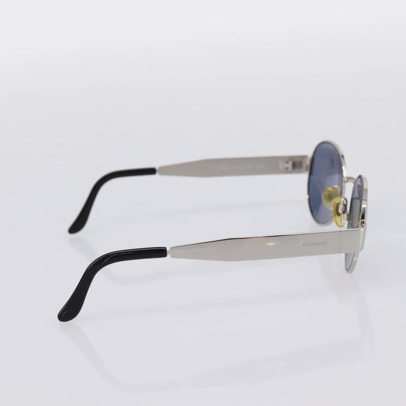 CHANEL Sunglasses Metal Silver Black CC Auth BA15289V