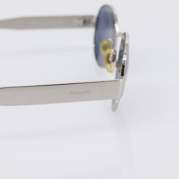 CHANEL Sunglasses Metal Silver Black CC Auth BA15289V