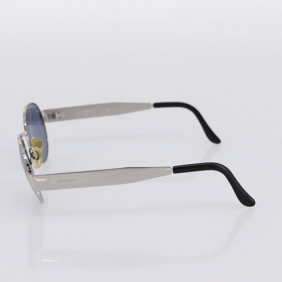 CHANEL Sunglasses Metal Silver Black CC Auth BA15289V