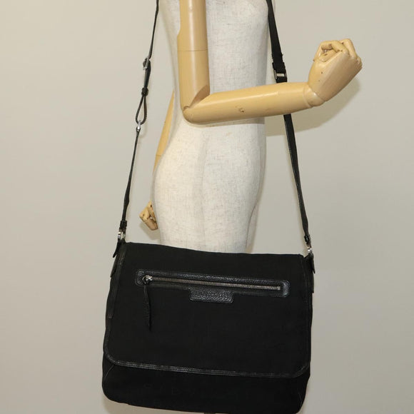 BVLGARI Logo Mania Shoulder Bag Canvas Black Auth BA1529