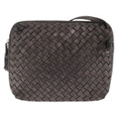 BOTTEGA VENETA INTRECCIATO Shoulder Bag Leather Silver Gold Tone Auth BA15290-13