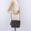 BOTTEGA VENETA INTRECCIATO Shoulder Bag Leather Silver Gold Tone Auth BA15290-25