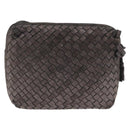 BOTTEGA VENETA INTRECCIATO Shoulder Bag Leather Silver Gold Tone Auth BA15290-2