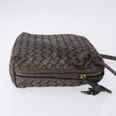 BOTTEGA VENETA INTRECCIATO Shoulder Bag Leather Silver Gold Tone Auth BA15290-3