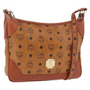 MCM Vicetos Shoulder Bag PVC Leather Brown Gold Tone Auth BA15292-1