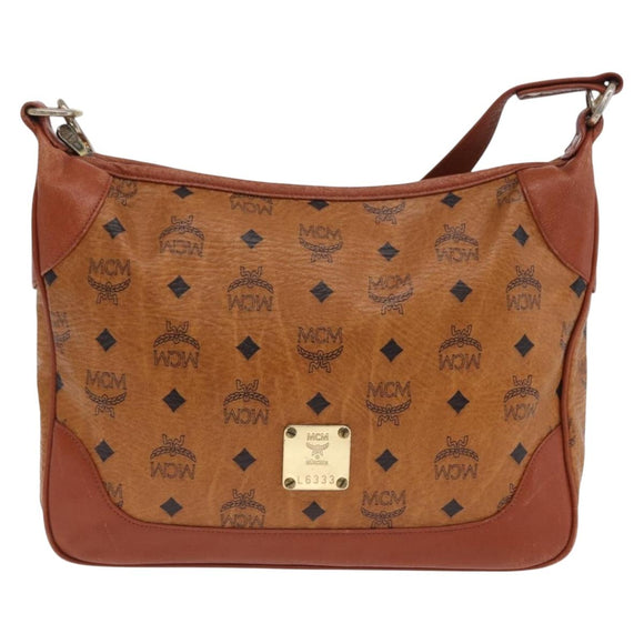 MCM Vicetos Shoulder Bag PVC Leather Brown Gold Tone Auth BA15292