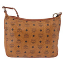 MCM Vicetos Shoulder Bag PVC Leather Brown Gold Tone Auth BA15292-3
